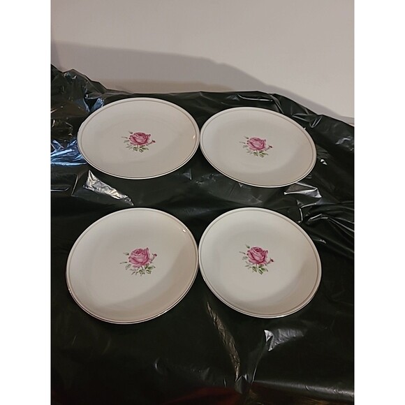 Imperial Rose Fine Bone China Japan #6702 set Of 4 Salad/dessert Plates 8" - Picture 1 of 7